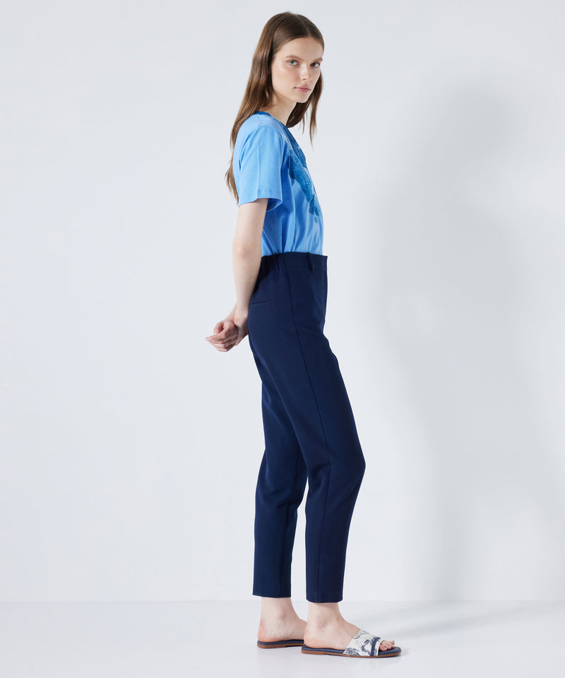 Ipekyol Elastic Mid Waist Trousers Navy Blue