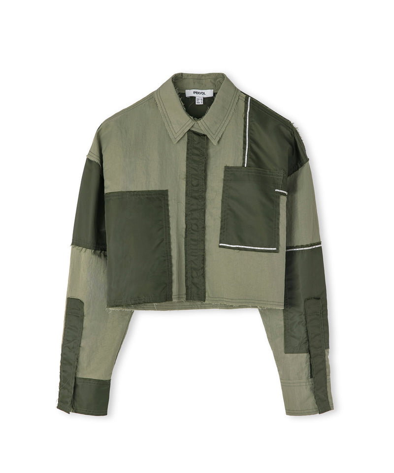 Ipekyol Color Block Crop Shirt Khaki