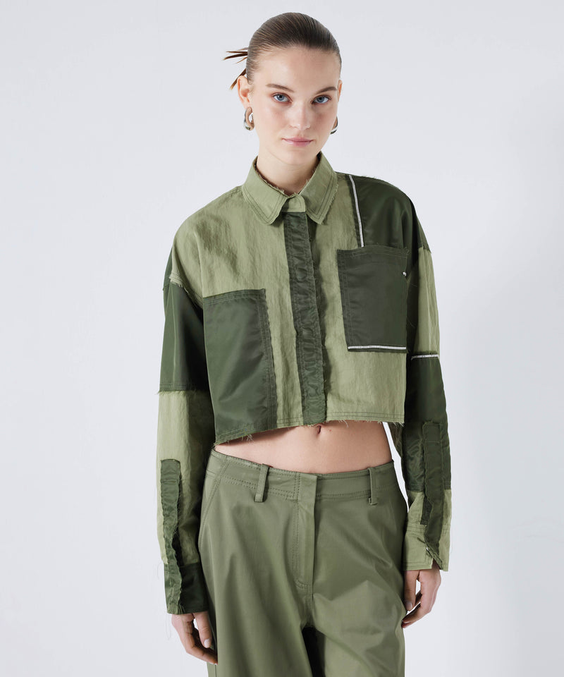 Ipekyol Color Block Crop Shirt Khaki