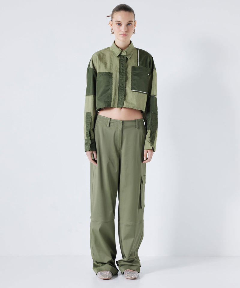 Ipekyol Color Block Crop Shirt Khaki