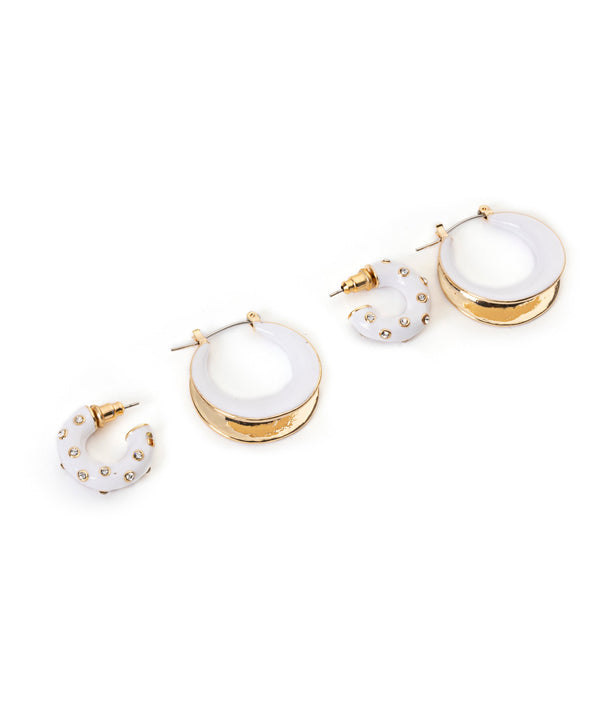 Ipekyol Double Earring Set White