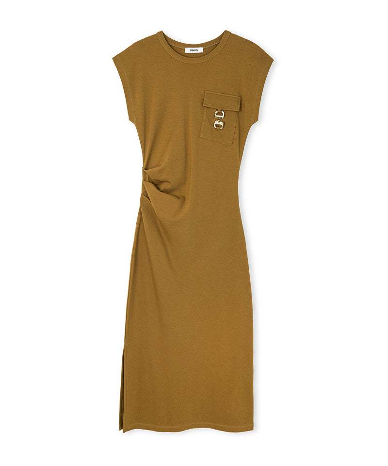 Ipekyol Metallic Accessory Midi Dress Tobac