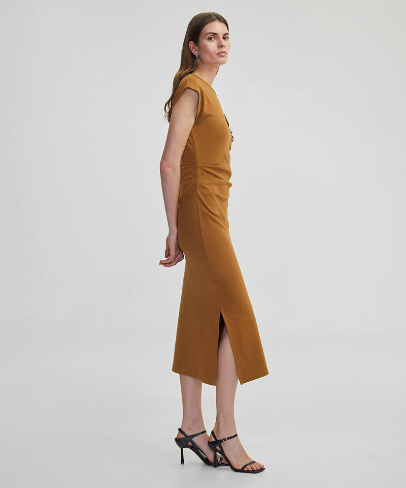 Ipekyol Metallic Accessory Midi Dress Tobac