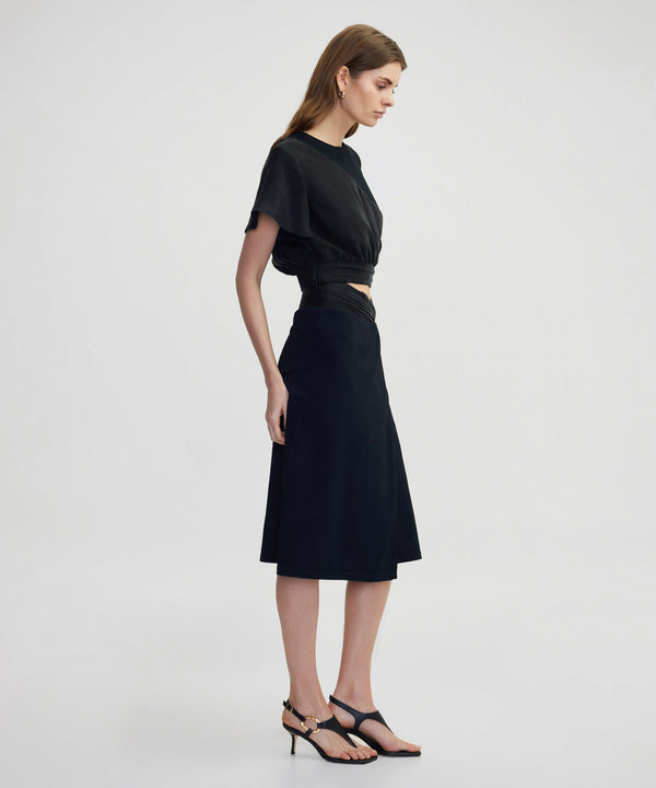 Ipekyol Fabric Mix Midi Skirt Black