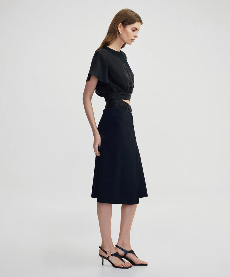 Ipekyol Fabric Mix Midi Skirt Black