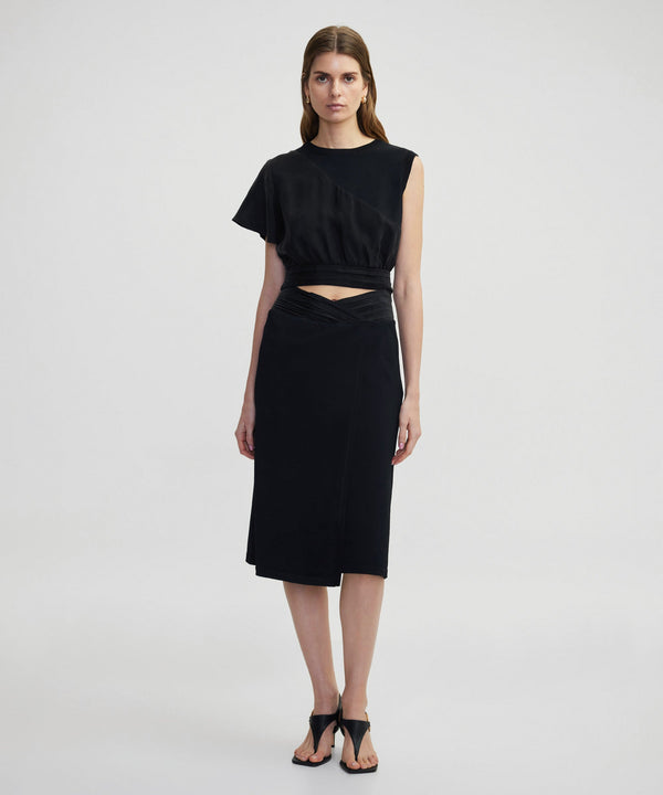 Ipekyol Fabric Mix Midi Skirt Black