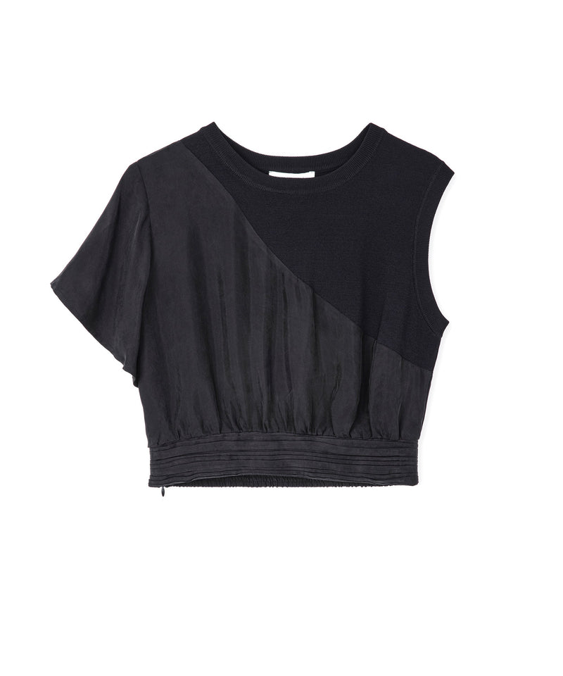 Ipekyol Asymmetrical Sleeve Blouse Black