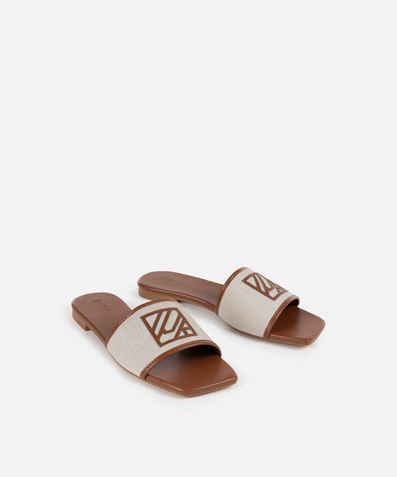 Ipekyol Monogram Applique Slippers Beige