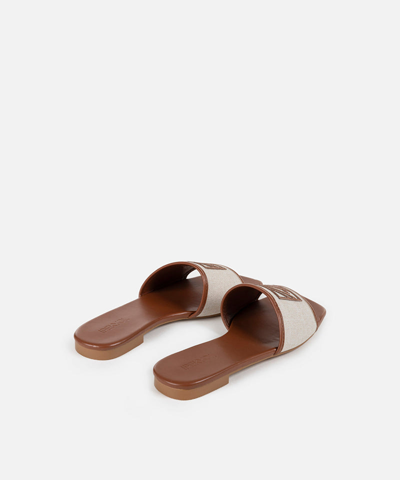 Ipekyol Monogram Applique Slippers Beige