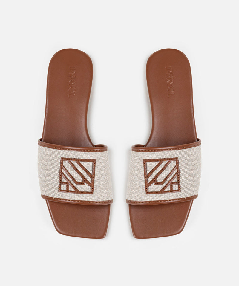 Ipekyol Monogram Applique Slippers Beige