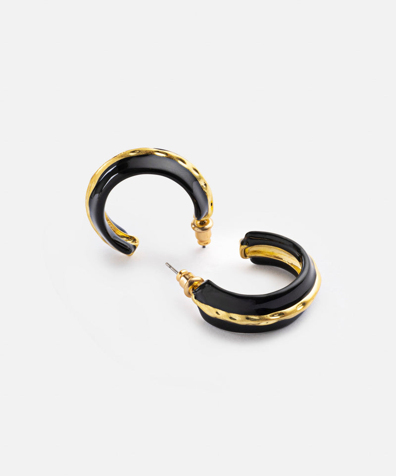 Ipekyol Contrast Textured Hoop Earrings Black