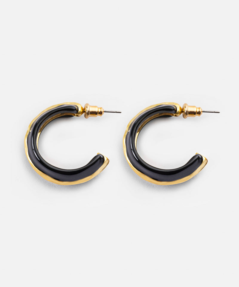 Ipekyol Contrast Textured Hoop Earrings Black