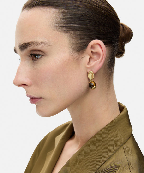 Ipekyol Contrast Stone Earring Set Gold