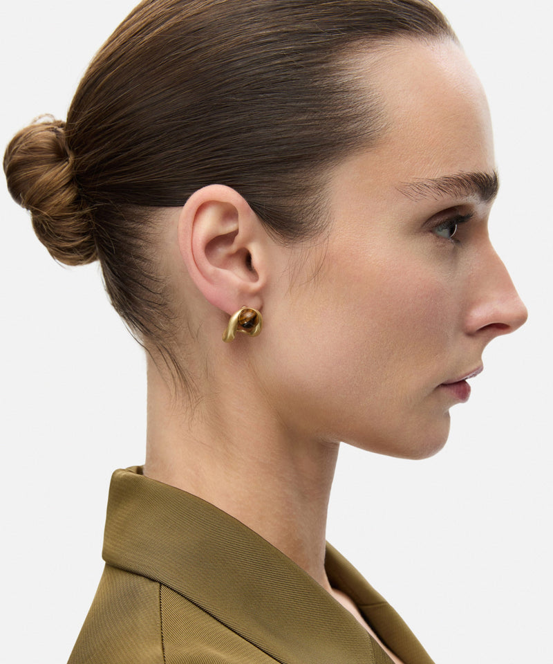 Ipekyol Contrast Stone Earring Set Gold