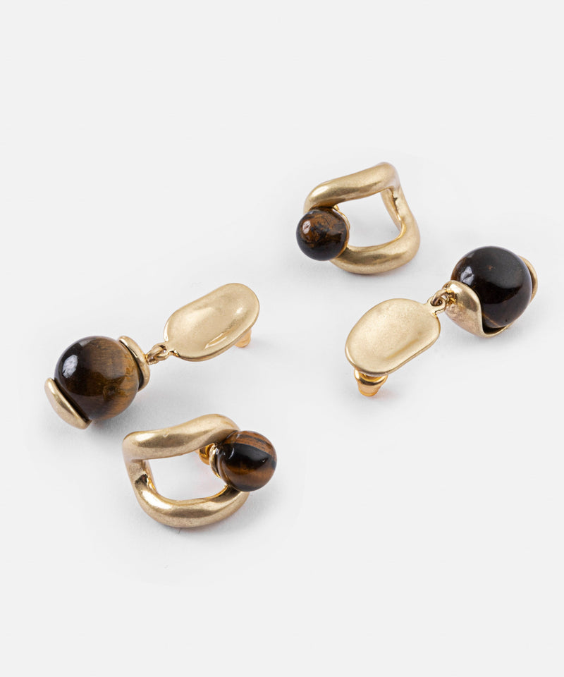 Ipekyol Contrast Stone Earring Set Gold