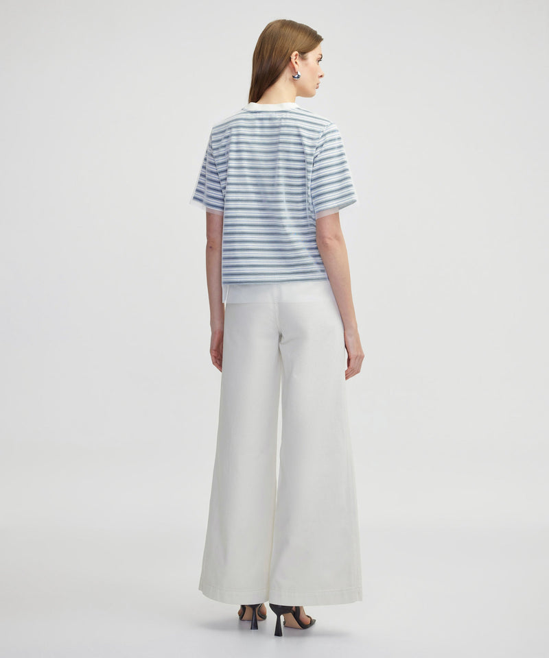 Ipekyol Sequined Tulle Mix T-Shirt Navy
