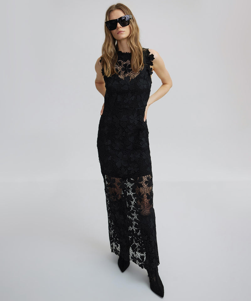 Ipekyol 3D Floral Applique Lace Dress Black