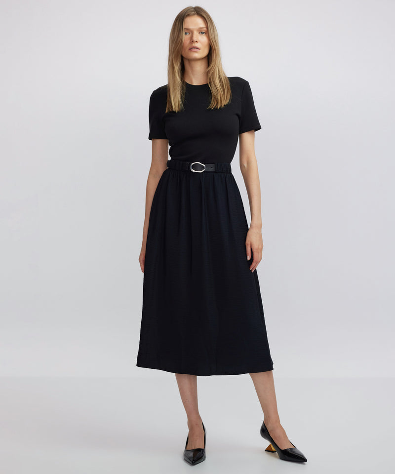 Ipekyol Fabric Mix Midi Dress Black