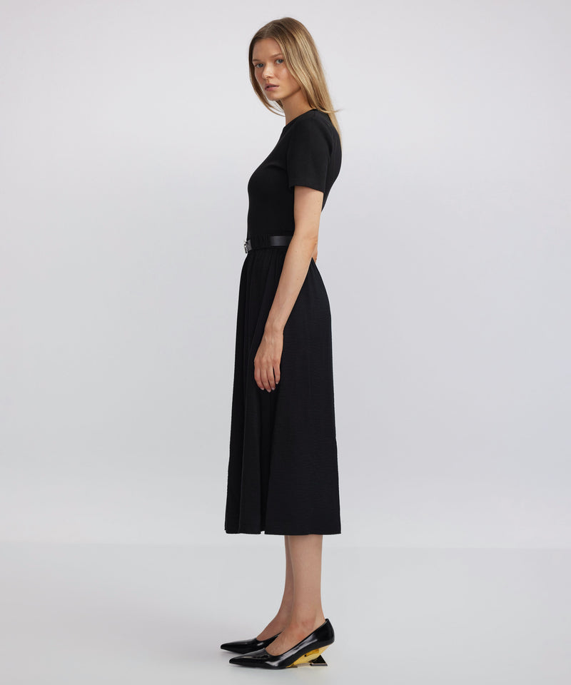 Ipekyol Fabric Mix Midi Dress Black