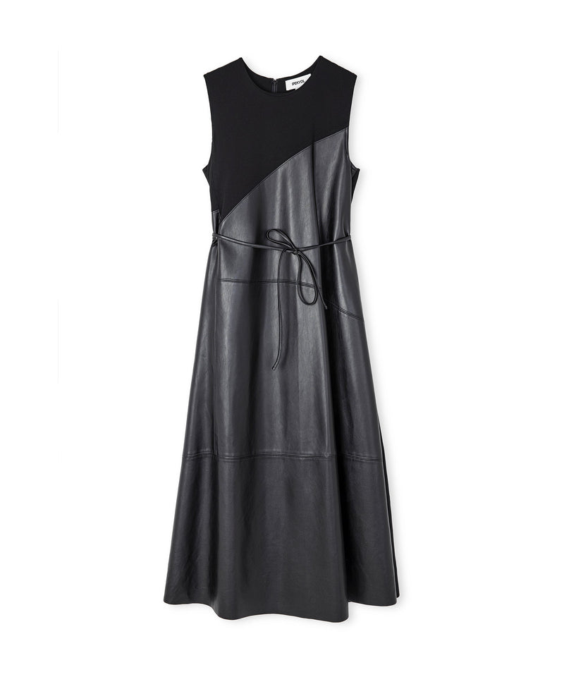 Ipekyol Leather Look Fabric Mix Dress Black