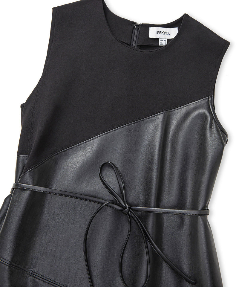 Ipekyol Leather Look Fabric Mix Dress Black