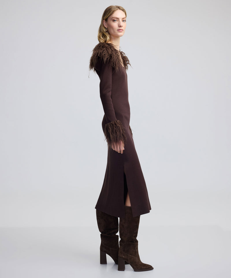 Ipekyol Faux Fur Two-Piece Dress Brown