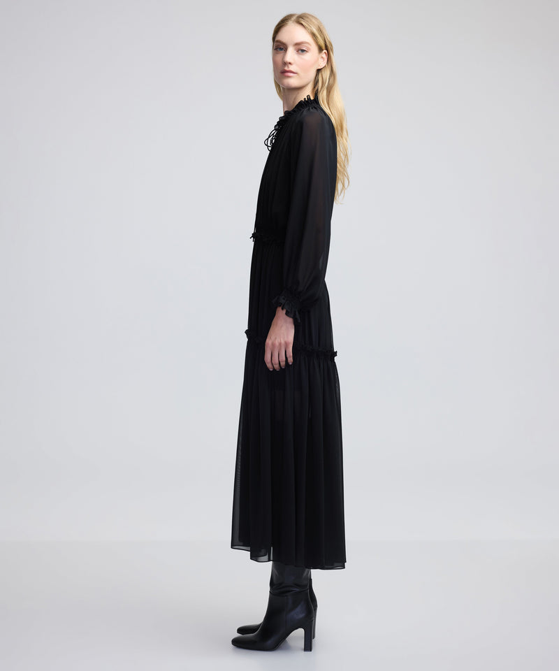 Ipekyol Gathered Dress With Tie-Neck Black