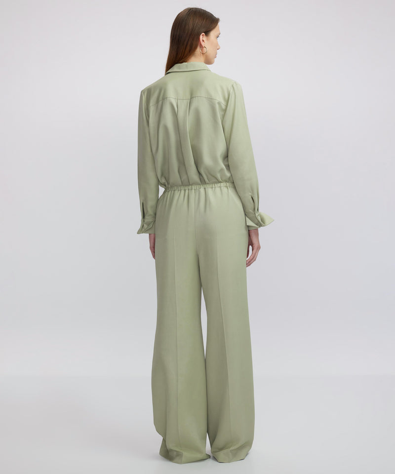 Ipekyol Wide Leg Fit Trousers With Ribbed Stitching Light Khaki