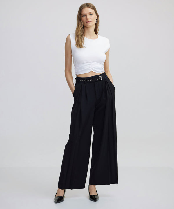 Ipekyol Rib Mix Belted Trousers Black