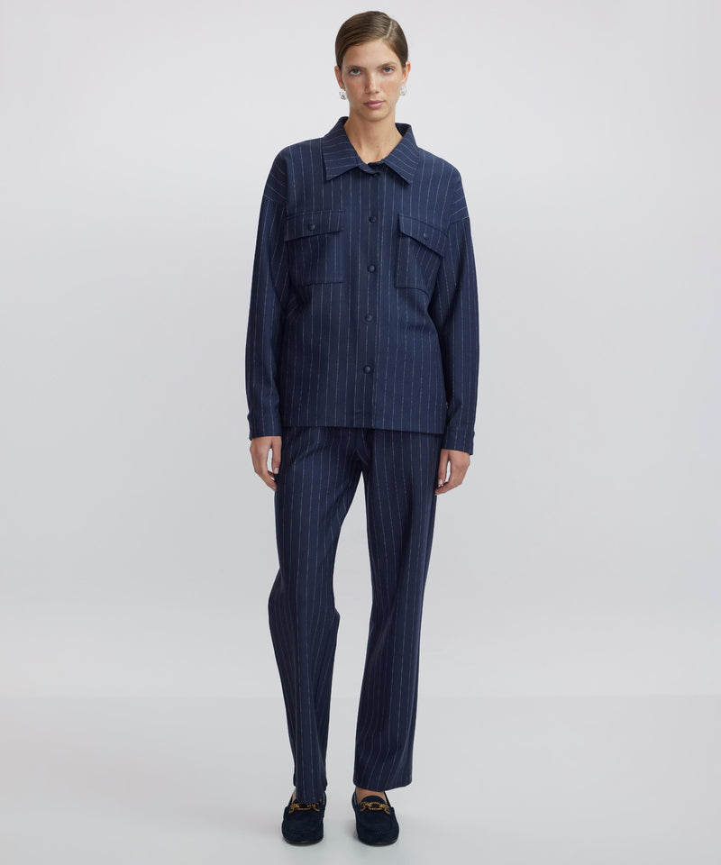 Ipekyol Striped Pattern Trousers Navy