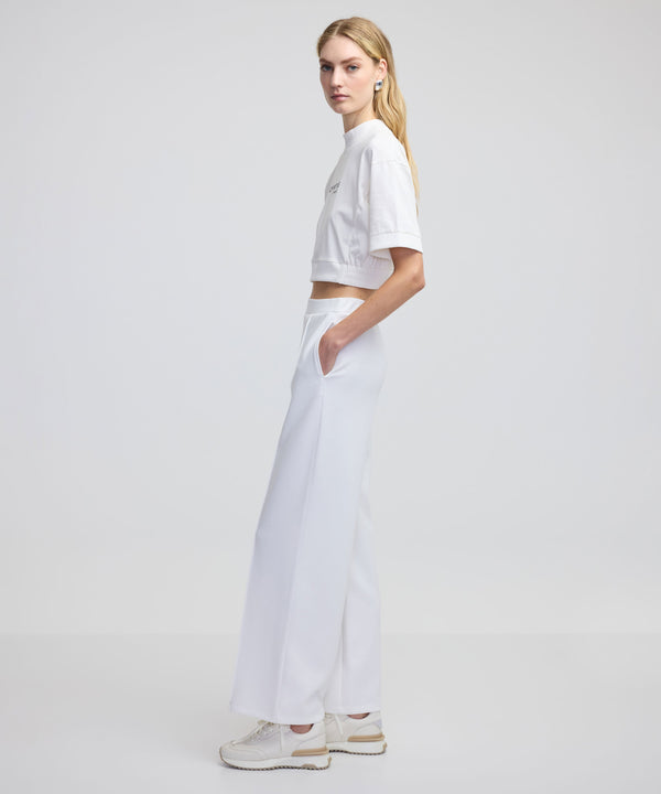 Ipekyol Ribbed Wide Leg Fit Trousers Ecru