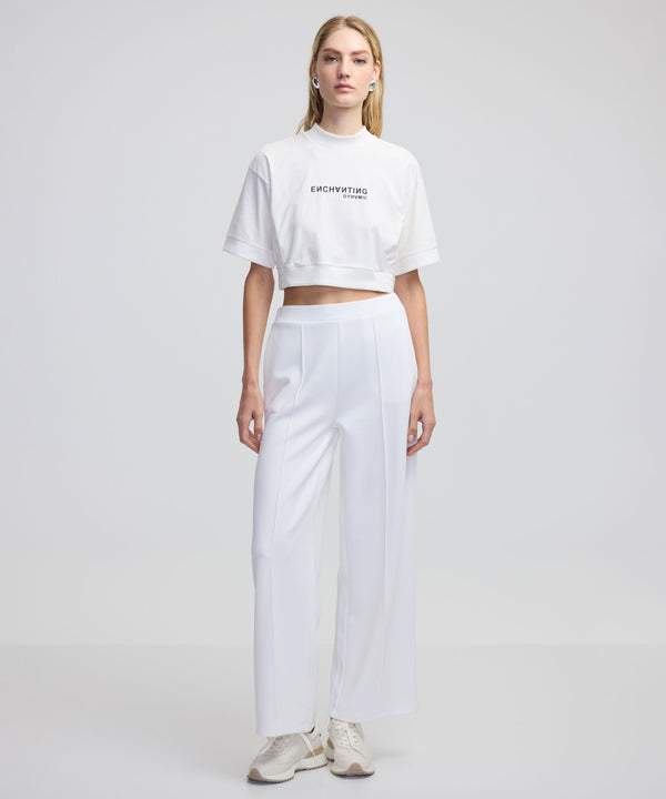 Ipekyol Ribbed Wide Leg Fit Trousers Ecru