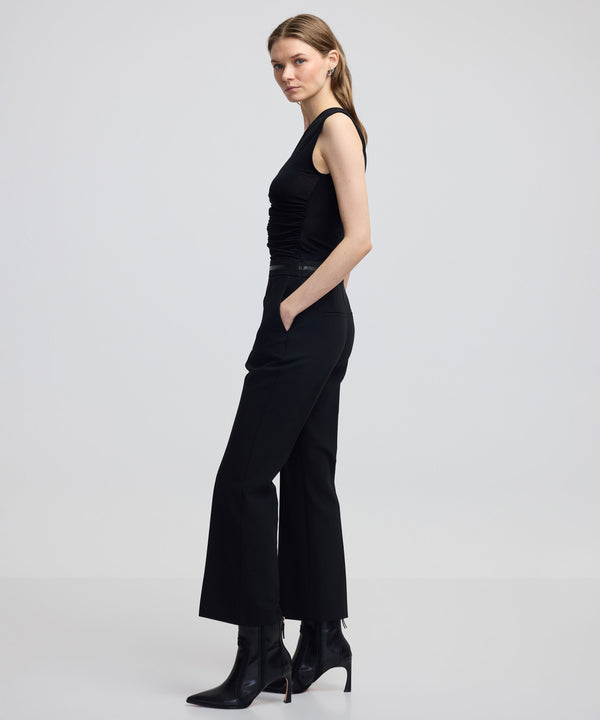 Ipekyol Faux Leather Piping Trousers Black