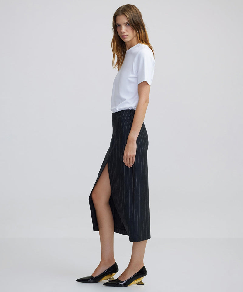 Ipekyol Striped Pattern Midi Skirt Anthracite