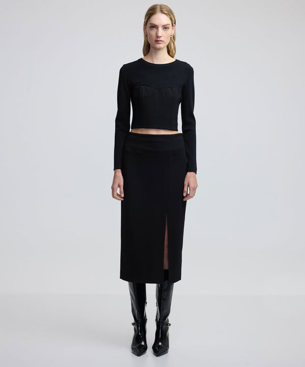 Ipekyol Straight Cut Skirt With Slit Black