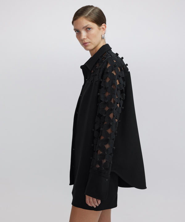 Ipekyol Flower Applique Shirt Jacket Black