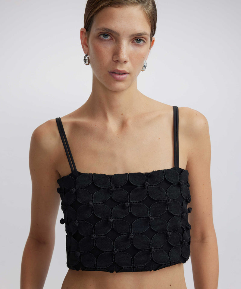 Ipekyol Floral Applique Bustier Black