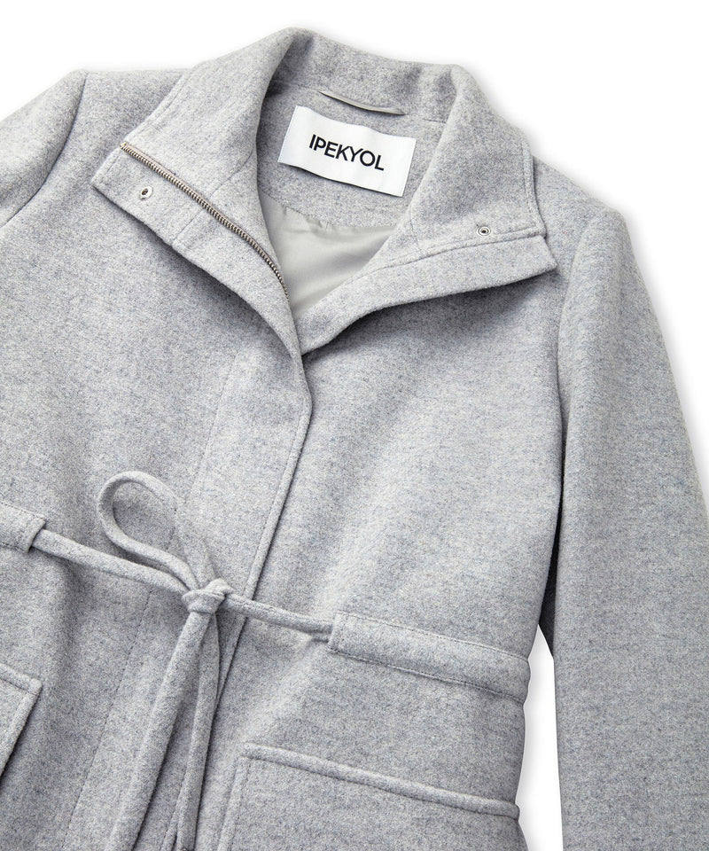 Ipekyol Coat With Wide Pockets And Belt Grey