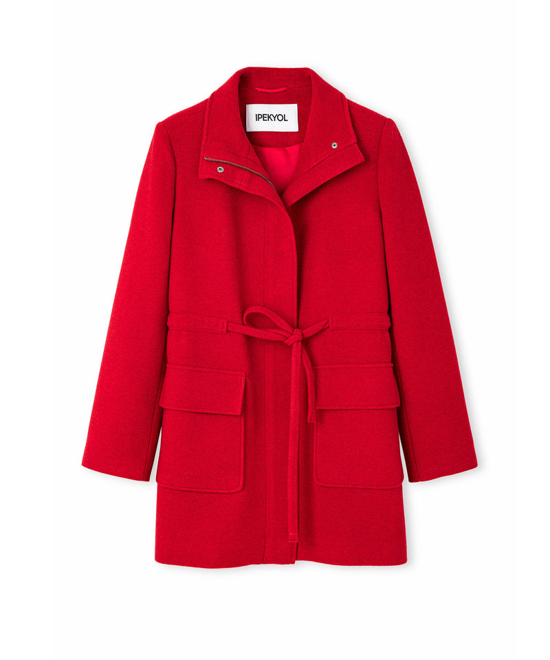 Ipekyol Coat With Wide Pockets And Belt Red