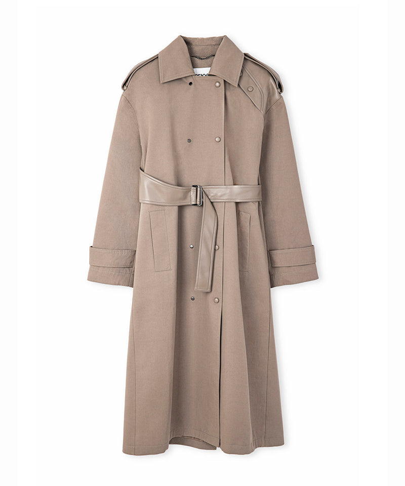 Ipekyol Faux Leather Mix Belted Trench Coat Mink