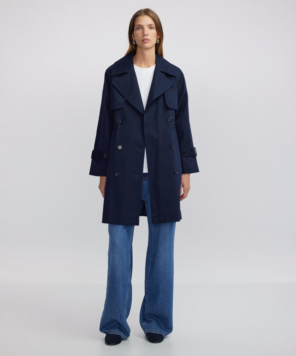 Ipekyol Buttoned Wide Collar Trench Coat Navy