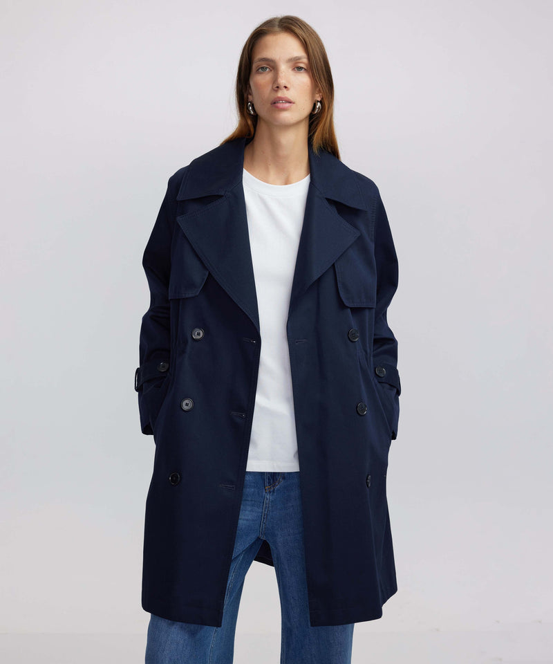 Ipekyol Buttoned Wide Collar Trench Coat Navy