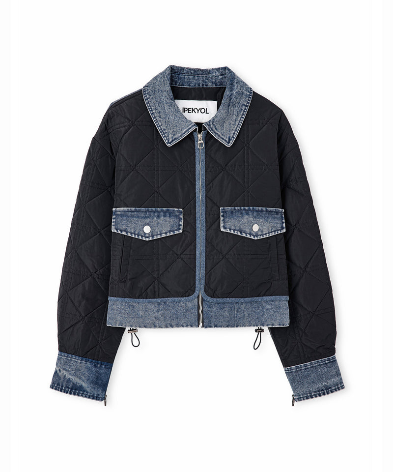 Ipekyol Denim Mix Quilted Coat Black