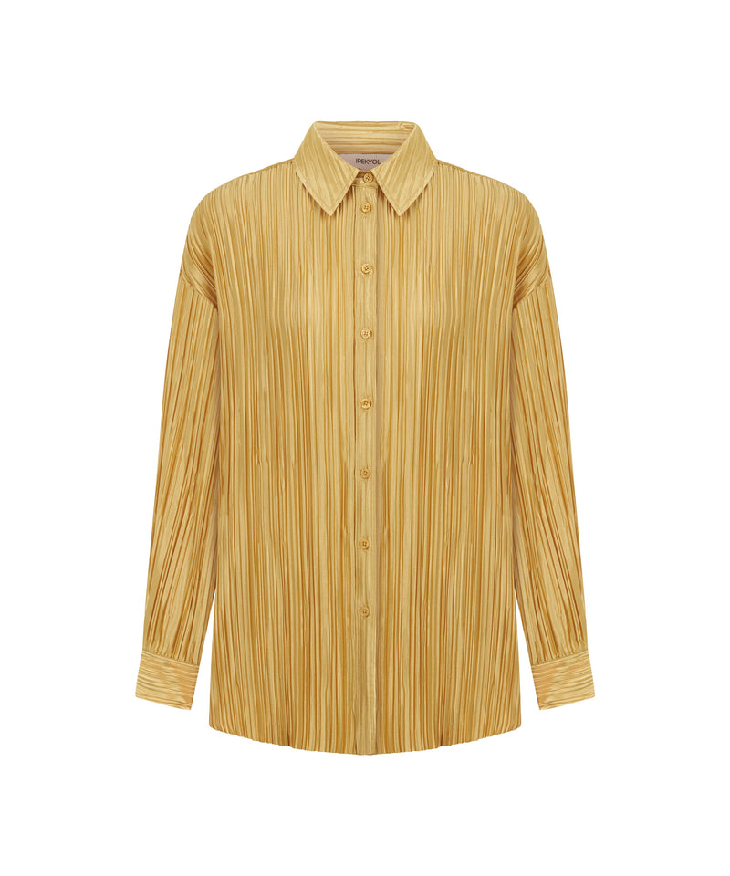 Ipekyol Long Sleeve Pleated Shirt Gold