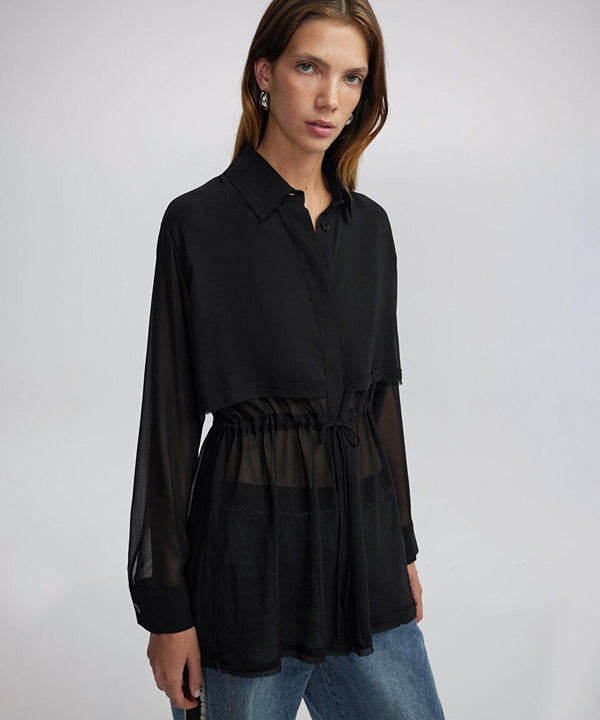 Ipekyol Tulle Mix Shirt Black