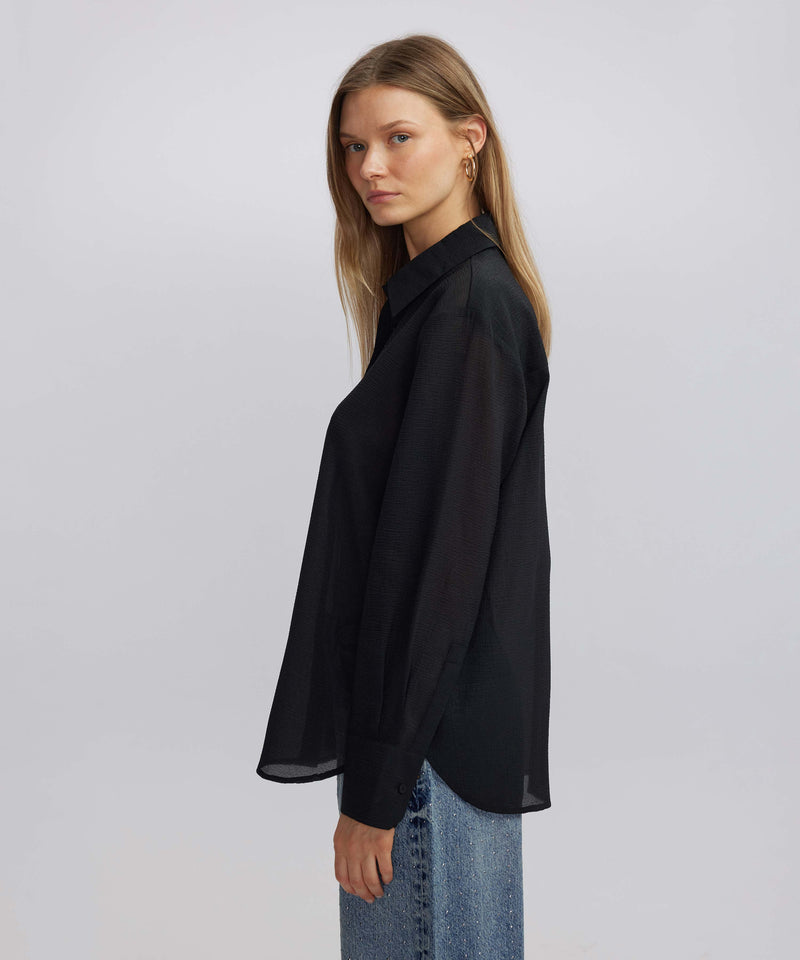 Ipekyol Oversize Shirt With Hidden Placket Black