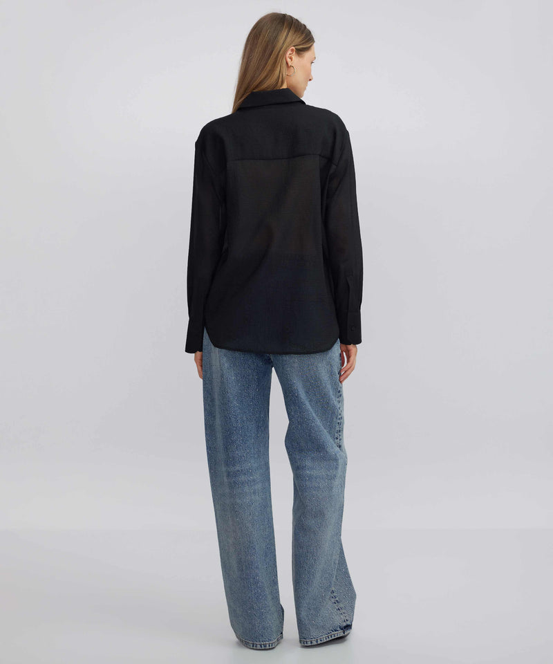 Ipekyol Oversize Shirt With Hidden Placket Black