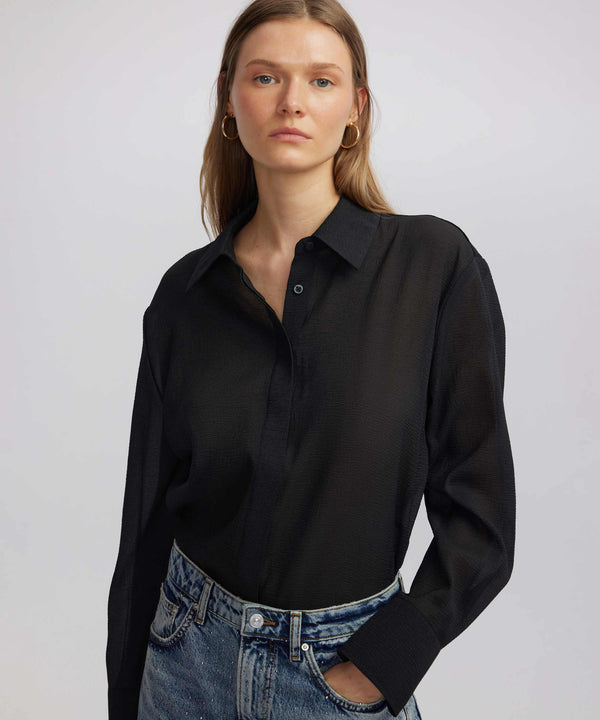 Ipekyol Oversize Shirt With Hidden Placket Black