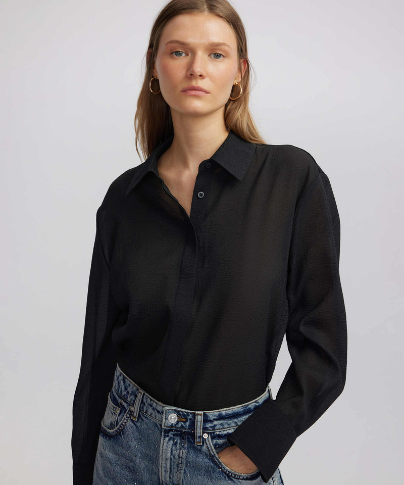 Ipekyol Oversize Shirt With Hidden Placket Black