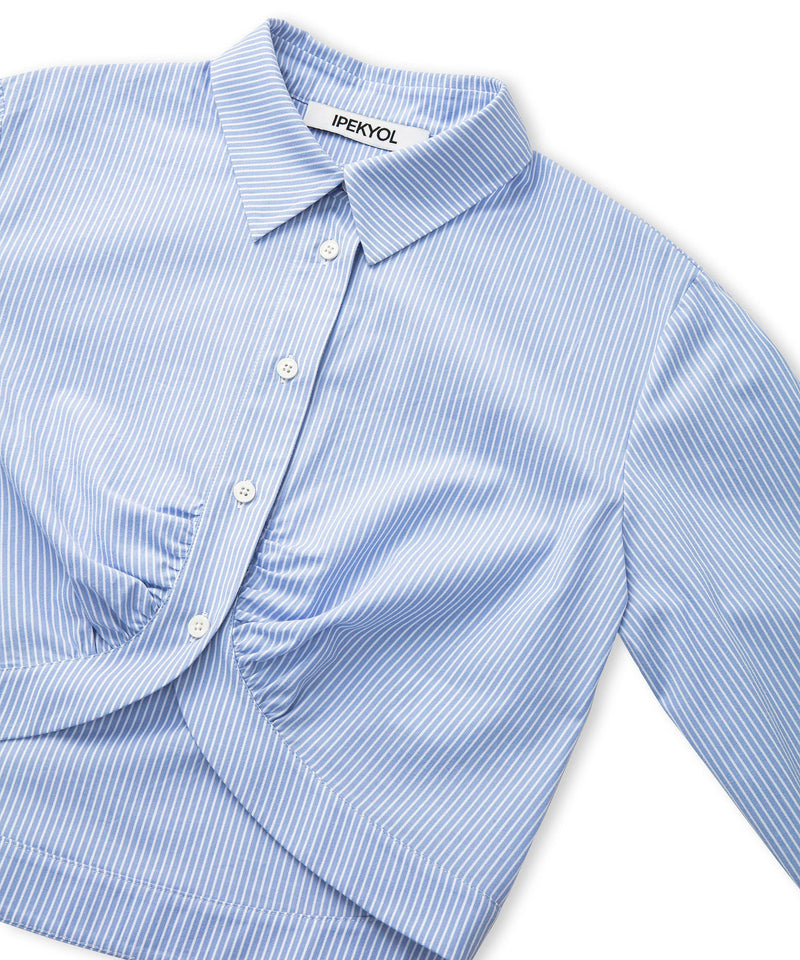 Ipekyol Pleated Stripe Pattern Shirt Blue